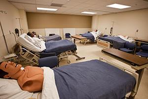 practice nursing room with beds